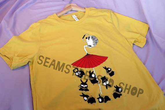 P-chan Shirt, Maize Yellow, Anime Shirt, Screen printed Shirt, Anime Graphic Tee, Short Sleeve Shirt, Anime Tees, Japanese Shirt
