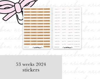 53 Wochen 365 Tage 2024 Bullet Journal Planner Sticker