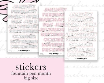 H178 Handdrawn Fountain Pen Monthly BIG Planner Stickers