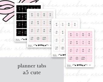 Monthly Planner Tabs Cute Font | A5, A5Wide, Half Letter