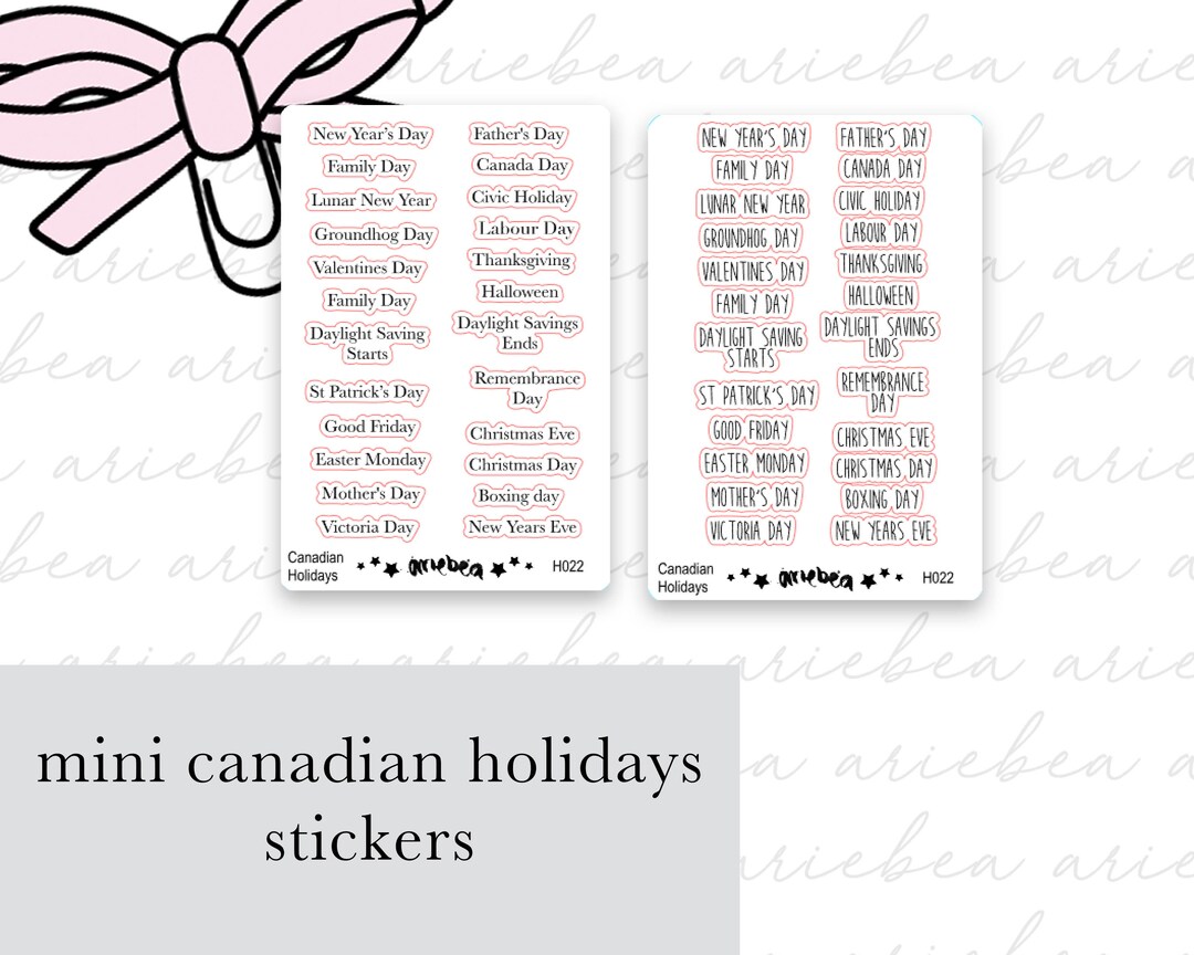 Hobonichi Functional Canadian Holidays Planner Stickers Etsy