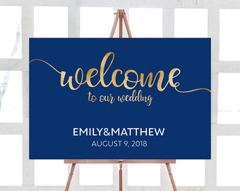 Chic Navy and Gold Sign Printables Love and A Bottle of Wine - Etsy