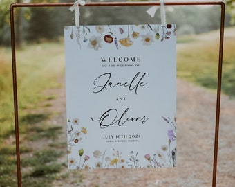 Wildflower welcome sign, Wedding welcome sign, Welcome sign template, Wildflower wedding sign #Florawild