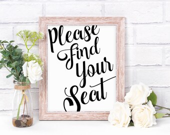 Find Your Seat Sign, Calligraphy Wedding Sign, Wedding Seating Sign, Seating Sign, Wedding Seat Sign,  Calligraphy Sign, Sign Fore Seting