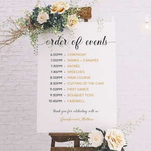 Wedding Timeline Elegant and Rustic Wedding Sign Timeline Template Wedding Program Order of Events Order of the Day image 1