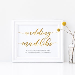 Mad Libs Wedding | Wedding Signs | Gold Wedding Sign | Printable ...