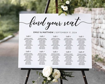 Seating chart, Minimalist seating chart template, Wedding seating chart, Seating plan template, Elegant wedding sign #blc019