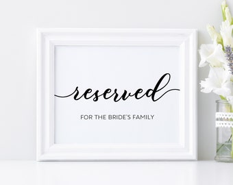 Reserved Sign Wedding,  Reserved table sign,  Reserved wedding sign, Printable Reserved sign, Reserved sign Template #BLCK019BND