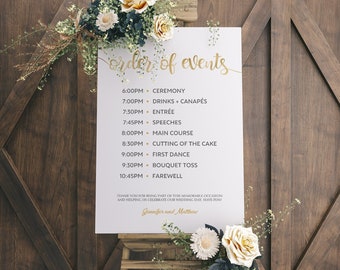Wedding Timeline - Order of Events Sign | Wedding Program | Wedding Schedule | Wedding Timeline Sign Template #WBND19GD
