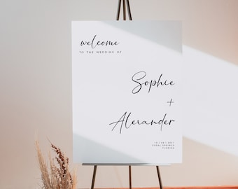 Vertical wedding welcome sign template, Boho welcome sign, Minimalist welcome sign, Welcome template instant download  #SCR021VSD