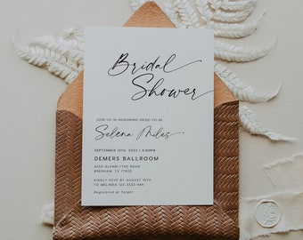 Minimalist Bridal shower invitation template, Bridal shower invite with a trendy script, Instant access, Digital Invitation template  #MATEA