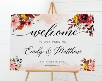 Welcome sign wedding, Fall wedding welcome sign template #AUT020SUITE