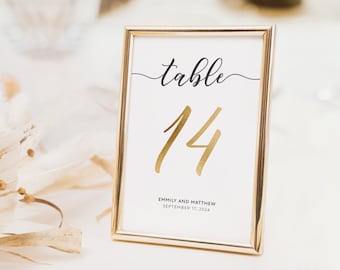 Gold table numbers, Wedding table numbers template, Gold Wedding Signs, Table number sign #WBND19GD