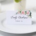 Place Cards Template With Pink and Blush Flowers and Greenery Floral ...