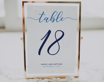 Wedding table number template, Navy blue table numbers  #navy019