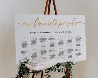 Our Favorite People seating chart sign, Wedding seating chart, Gold seating chart template #WBND19GD