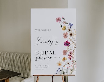 Floral Bridal Shower Welcome sign, Wildflower Welcome Sign template, Spring Summer Wildflowers #Petra