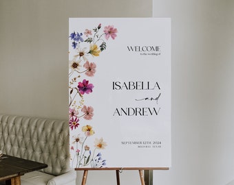 Wedding Welcome sign, Wildflower Welcome sign template, Spring Summer Floral Welcome sign #Petra