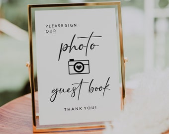 Photo guest book sign, Wedding guest book sign, Sign template instant download, Guest book sign template #SCR021VSD