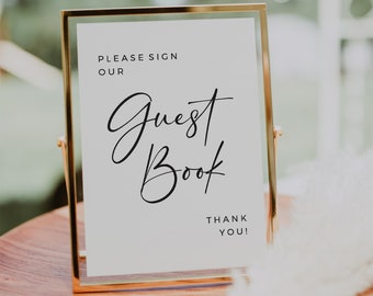 Guest book wedding sign, Guest book sign template, Wedding guest book sign, Template instant download  #SCR021VSD