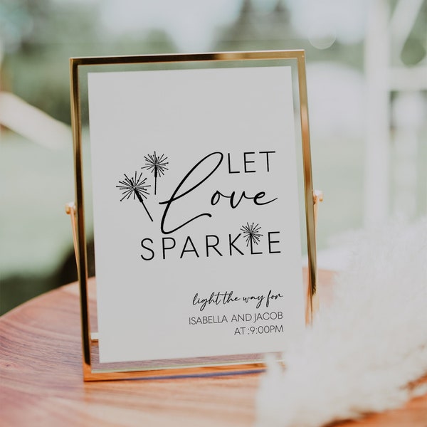 Let love sparkle wedding sign, Sparkler send off sign, Wedding send off sign #BELLA021VSD