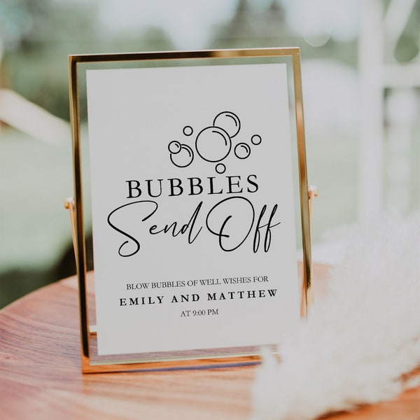 Bubbles send off sign, Wedding send off sign, Boho wedding sign #ELG021VSD