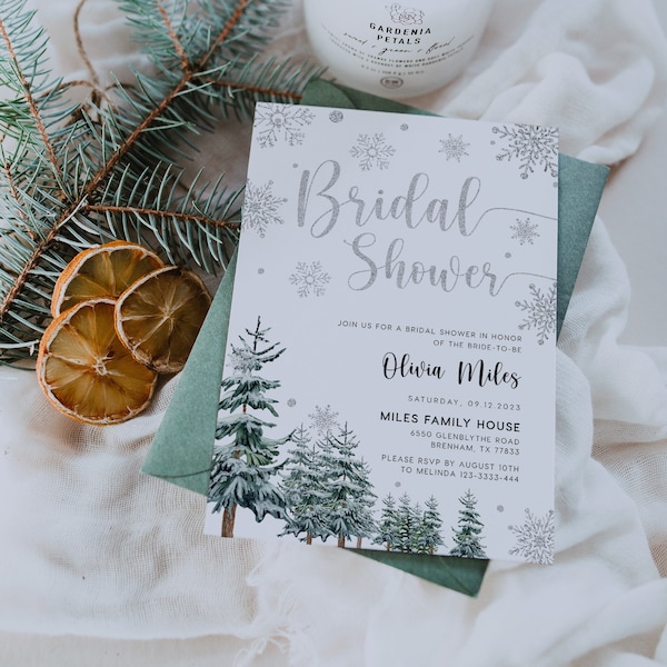 Winter Bridal shower invitation, Christmas bridal shower invitation, Winter wonderland bridal shower  #WINTERVSD