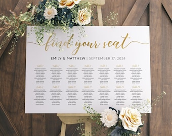 Wedding Seating Chart, Seating chart template, Gold Seating chart, Seating chart sign #WBND19GD
