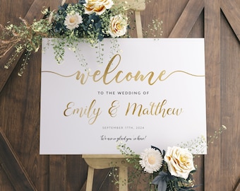 Wedding Welcome Sign, Gold welcome sign, Welcome sign template, Gold Reception Sign #WBND19GD