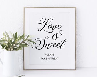 Love is sweet take a treat wedding sign, Minimalist wedding sign template #MNM020BND