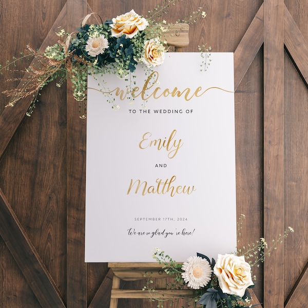 Gold Welcome sign, Wedding Welcome sign, Gold wedding sign, Welcome sign template #WBND19GD