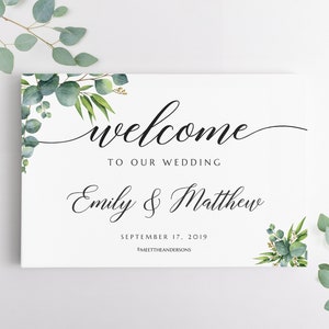 Greenery wedding bundle, Seating chart sign, Welcome sign, Menu, Place cards, Table numbers, Eucalyptus wedding stationery EUC020 image 4