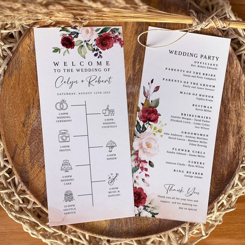 Wedding Program Template Timeline Program Infographic | Etsy