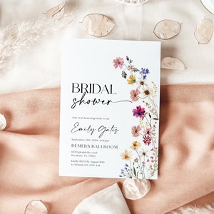 Floral Bridal Shower Invitation, Wildflower Bridal Shower Invitation, Spring Summer Wildflowers #Petra