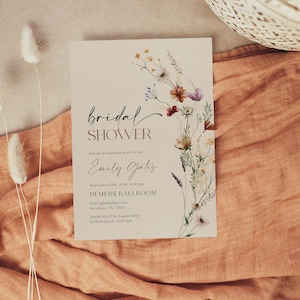 Bridal Shower Invitation, Floral Bridal Shower Invitation, Wildflower Boho Bridal shower Stationery #Mila