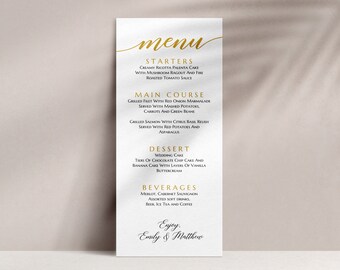 Gold menu template, Wedding menu template, Wedding dinner menu template #BSC020GLD