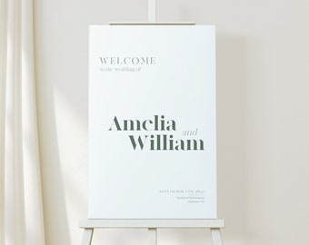 Sage green welcome sign, Wedding welcome sign boho, Welcome to our wedding sign, Welcome sign template #MDN021SG