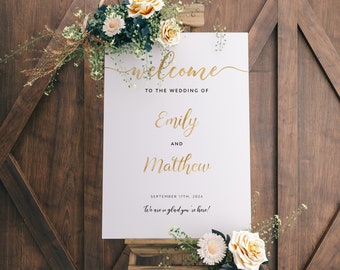 Gold Welcome sign, Wedding Welcome sign, Gold wedding sign, Welcome sign template #WBND19GD