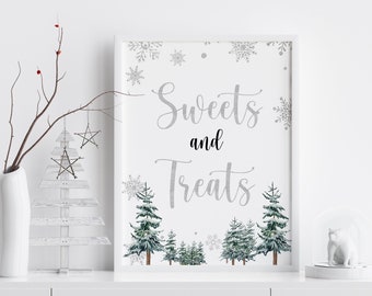 Sweets and Treats sign, Sweets station sign, Winter baby shower sign, Winter wonderland baby shower  #WINTERVSD