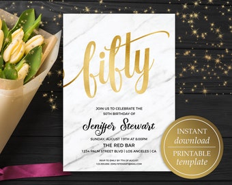 invitation 50th birthday for women starry sky rose gold etsy