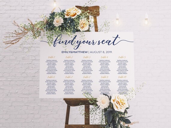 Wedding Table Seating Chart Template Free