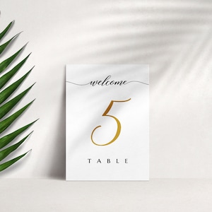 Table Numbers Printable, Gold Wedding Table Number Template #BSC020GLD ...