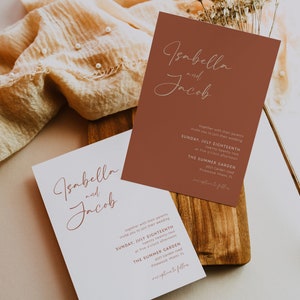 Terracotta wedding invitations, Boho Wedding invitation template with details and rsvp cards, Cinnamon Burnt orange invitations Bella021tr image 3