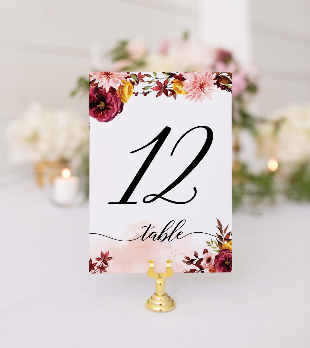 Table Numbers, Fall Wedding Table Numbers, Printable Table Numbers ...