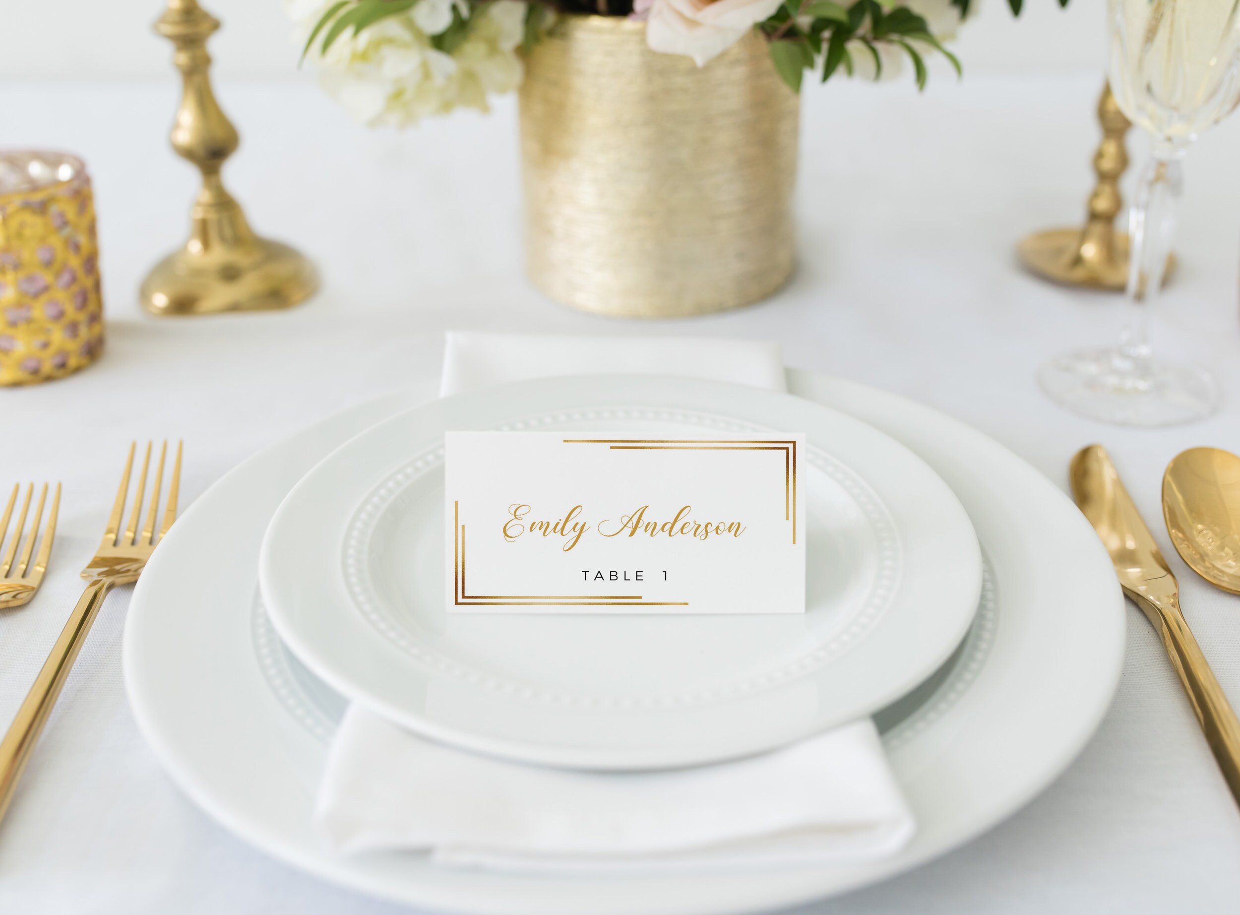 Gold place cards Gold name cards Place card templates Tent | Etsy
