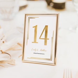 Gold Table Numbers, Table Number Template, Printable Table Numbers ...