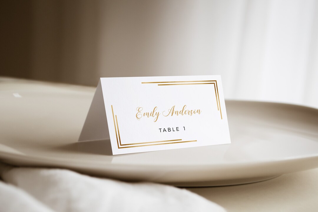 Gold Place Cards, Gold Name Cards, Place Card Templates, Tent Card ...
