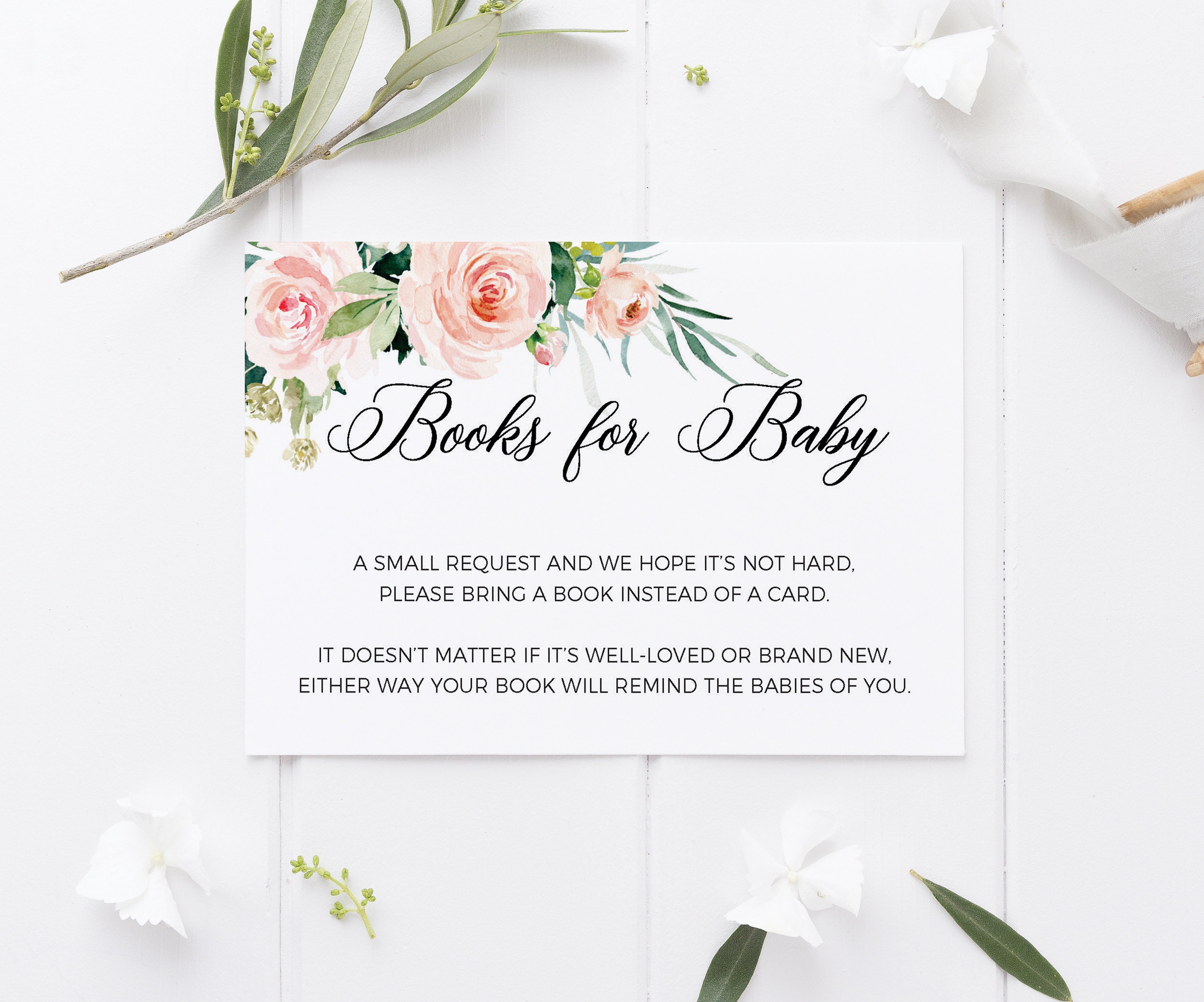 Books for Baby Card Template Baby Shower Cards Template Baby Etsy