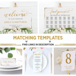 Gold Place Cards, Gold Name Cards, Place Card Templates, Tent Card ...