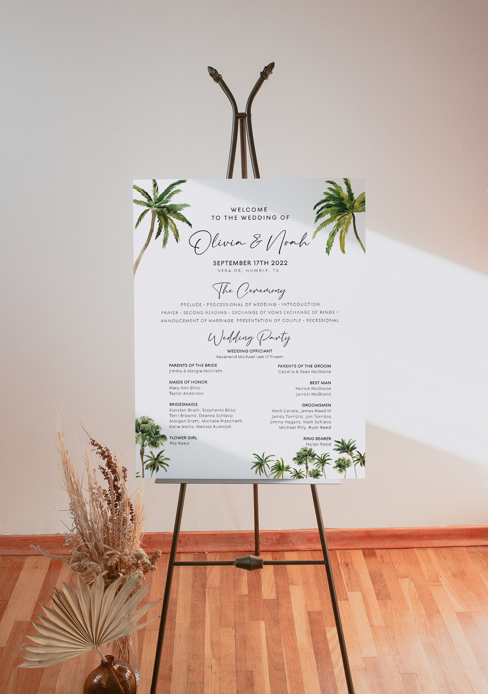 Large Wedding Program Sign Tropical Wedding Program Wedding - Etsy